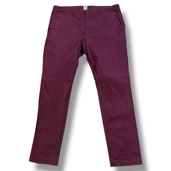 Gap Flat Front Pants Mens Tuscan Red Skinny Stretch Chinos Size 36/32 - Picture 1 of 7